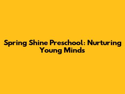 Spring Shine Preschool: Nurturing Young Minds