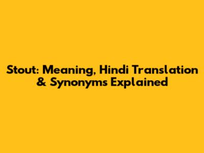 Stout: Meaning, Hindi Translation & Synonyms Explained