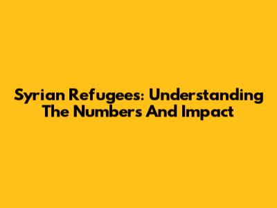 Syrian Refugees: Understanding The Numbers And Impact
