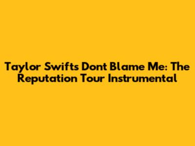 Taylor Swift's "Don't Blame Me": The Reputation Tour Instrumental