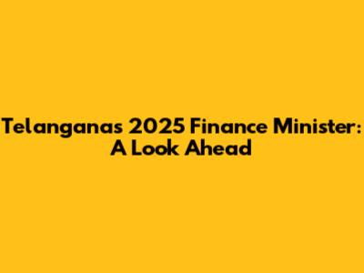 Telangana's 2025 Finance Minister: A Look Ahead