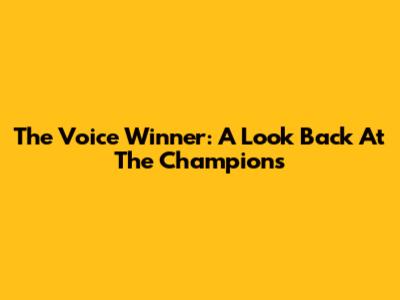 The Voice Winner: A Look Back At The Champions