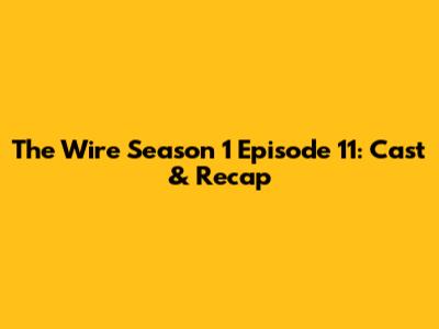 The Wire Season 1 Episode 11: Cast & Recap