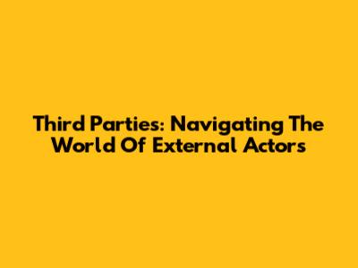 Third Parties: Navigating The World Of External Actors