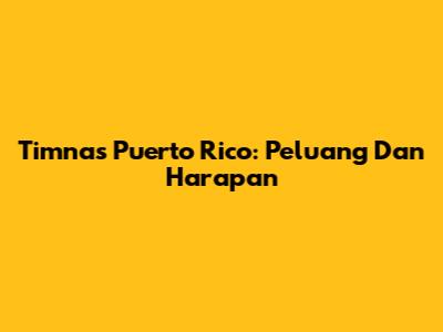 Timnas Puerto Rico: Peluang Dan Harapan