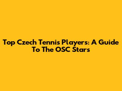 Top Czech Tennis Players: A Guide To The OSC Stars