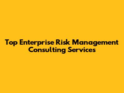 Top Enterprise Risk Management Consulting Services