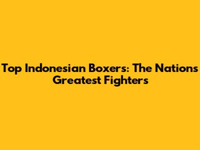 Top Indonesian Boxers: The Nation's Greatest Fighters