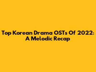 Top Korean Drama OSTs Of 2022: A Melodic Recap