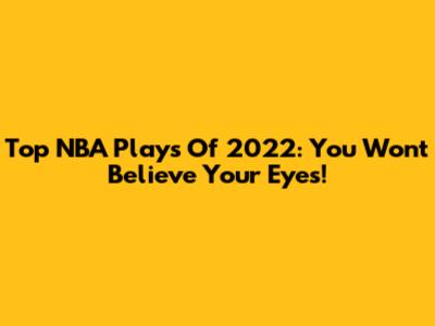 Top NBA Plays Of 2022: You Won't Believe Your Eyes!