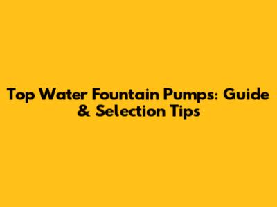 Top Water Fountain Pumps: Guide & Selection Tips