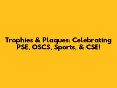Trophies & Plaques: Celebrating PSE, OSCS, Sports, & CSE!
