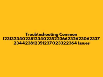 Troubleshooting Common I231323402381234023522366232623062337 234423812351237023322364 Issues