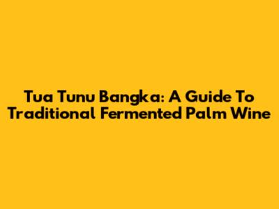Tua Tunu Bangka: A Guide To Traditional Fermented Palm Wine