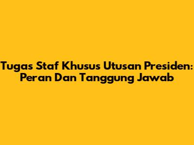 Tugas Staf Khusus Utusan Presiden: Peran Dan Tanggung Jawab
