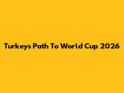 Turkey's Path To World Cup 2026