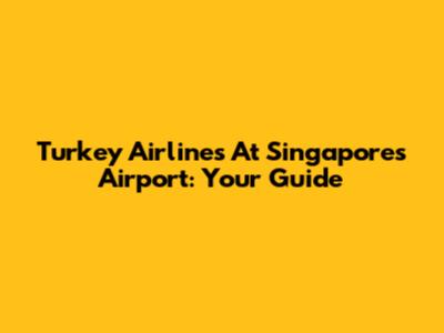Turkey Airlines At Singapore's Airport: Your Guide