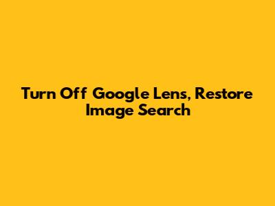 Turn Off Google Lens, Restore Image Search