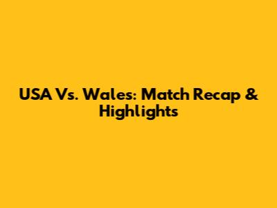 USA Vs. Wales: Match Recap & Highlights