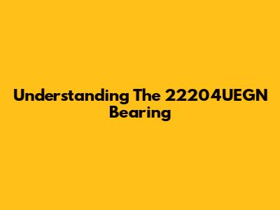 Understanding The 22204UEGN Bearing
