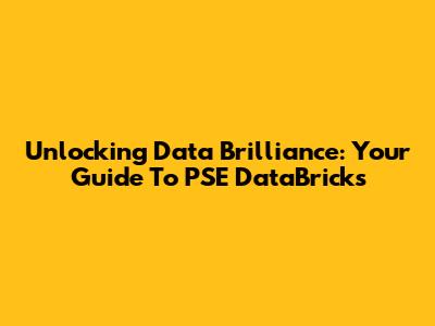 Unlocking Data Brilliance: Your Guide To PSE DataBricks