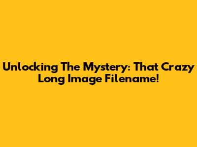 Unlocking The Mystery: That Crazy Long Image Filename!