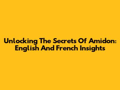 Unlocking The Secrets Of 'Amidon': English And French Insights