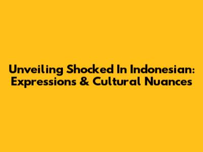 Unveiling 'Shocked' In Indonesian: Expressions & Cultural Nuances