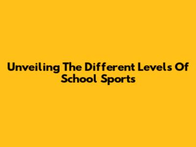 Unveiling The Different Levels Of School Sports