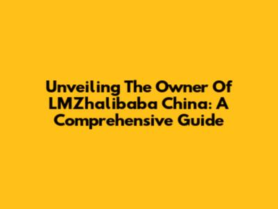 Unveiling The Owner Of LMZhalibaba China: A Comprehensive Guide
