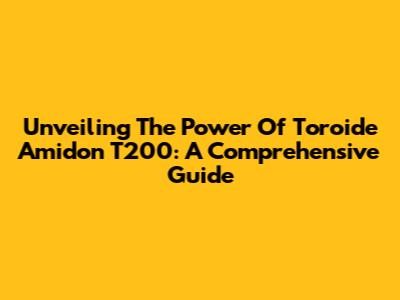 Unveiling The Power Of Toroide Amidon T200: A Comprehensive Guide