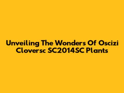 Unveiling The Wonders Of Oscizi Cloversc SC2014SC Plants