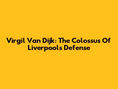 Virgil Van Dijk: The Colossus Of Liverpool's Defense