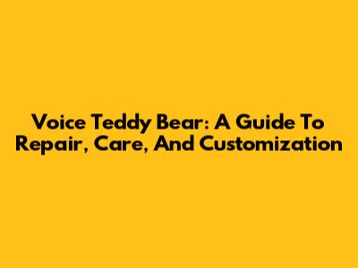 Voice Teddy Bear: A Guide To Repair, Care, And Customization