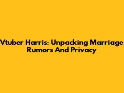 Vtuber Harris: Unpacking Marriage Rumors And Privacy
