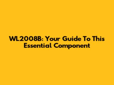 WL2008B: Your Guide To This Essential Component