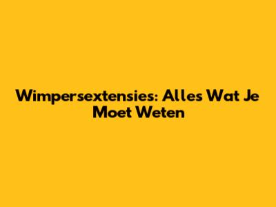 Wimpersextensies: Alles Wat Je Moet Weten