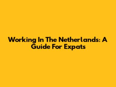 Working In The Netherlands: A Guide For Expats