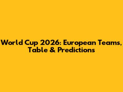 World Cup 2026: European Teams, Table & Predictions