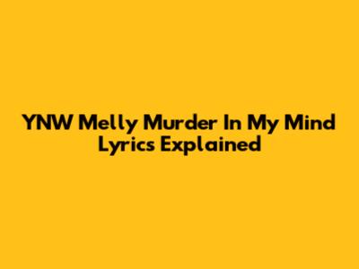 YNW Melly Murder In My Mind Lyrics Explained