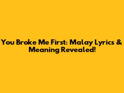 You Broke Me First: Malay Lyrics & Meaning Revealed!