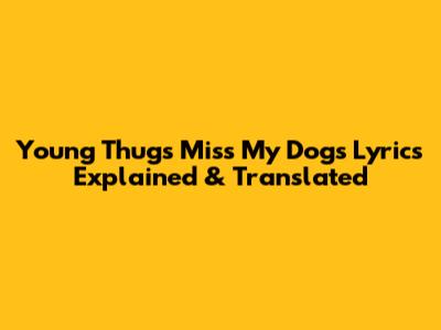 Young Thug's 'Miss My Dogs' Lyrics Explained & Translated
