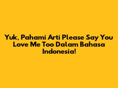 Yuk, Pahami Arti "Please Say You Love Me Too" Dalam Bahasa Indonesia!