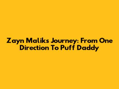 Zayn Malik's Journey: From One Direction To Puff Daddy